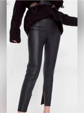Zara Black Faux Leather Pants